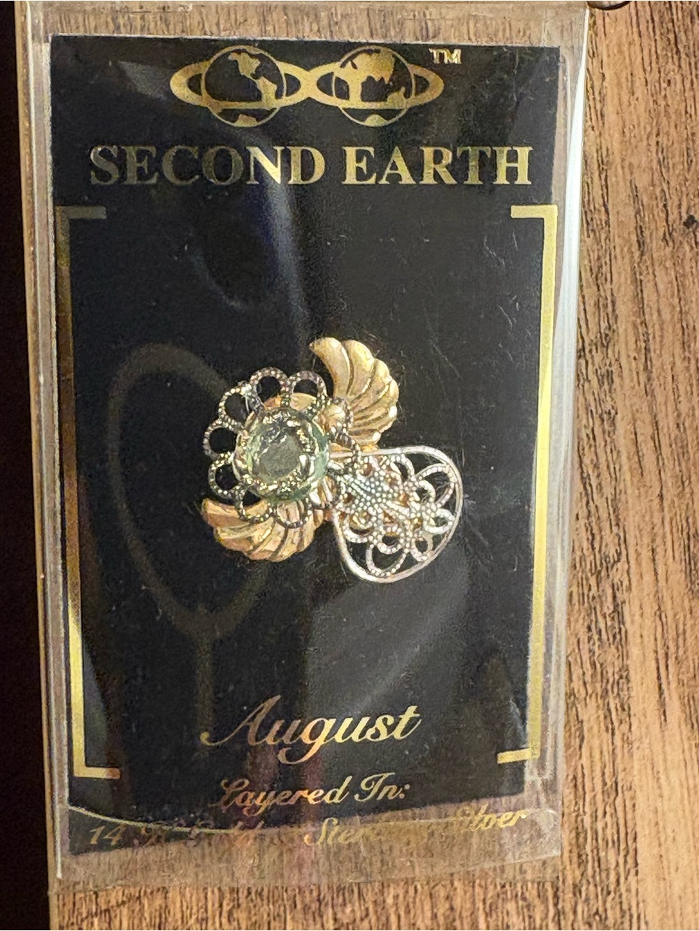 Second Earth August Birthstone Brooch Pin - Gold & Silver Tones
